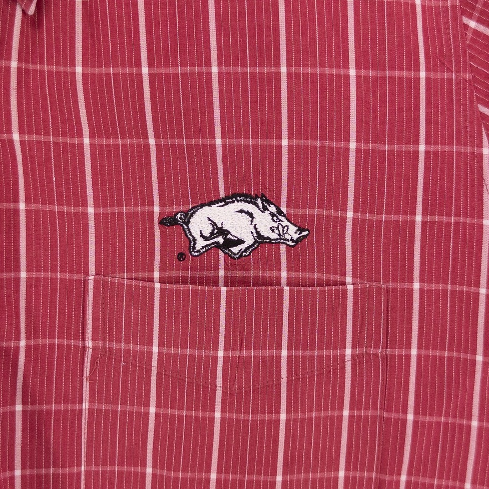 Antigua Arkansas Razorbacks Mens Large Button Down Shirt Red Plaid College NCAA - Picture 3 of 8
